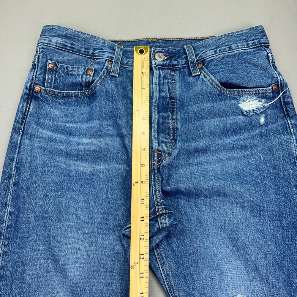Levi's 501 Premium Jeans Distressed Ripped Knee Button Fly Womens W29 Y2K Grunge - Picture 2 of 13